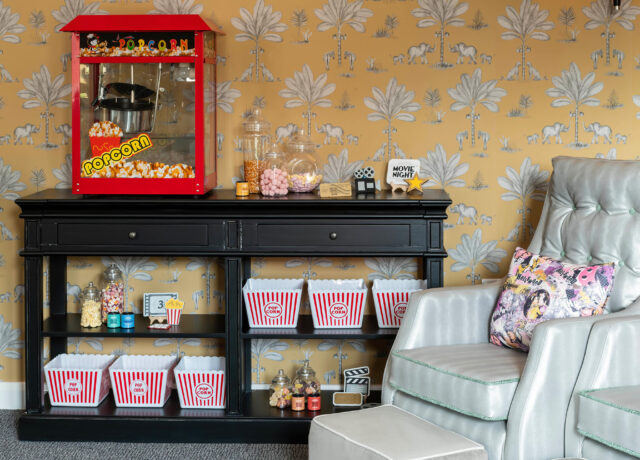 A chair and a sweets station.